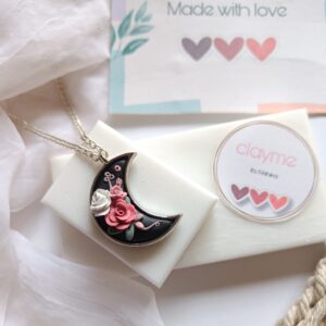 Crescent Floral Moon Pendant
