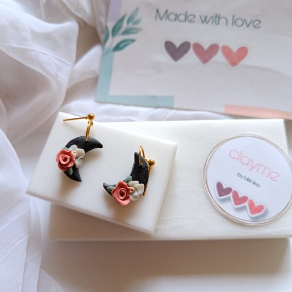 Mini Moon Floral Earrings
