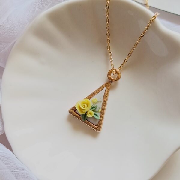 polymer clay floral pendant