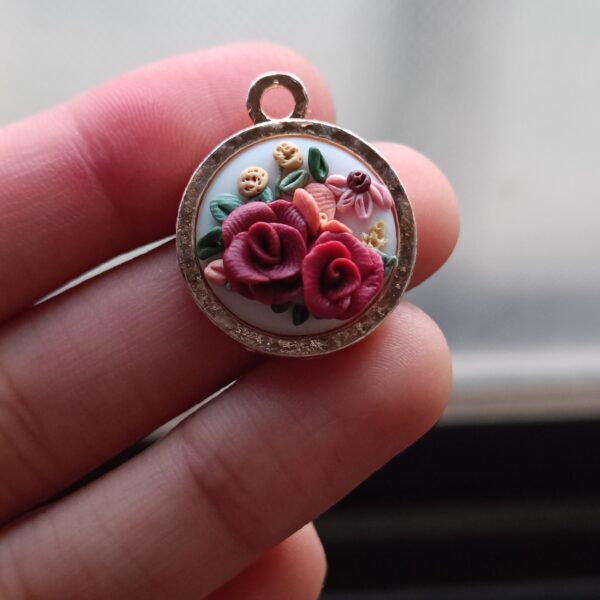 Crimson Bloom Round Pendant - Image 5