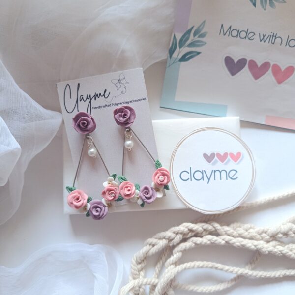 Flower Bouquet Pearl Hanging Earrings