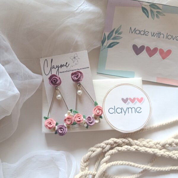 Flower Bouquet Pearl Hanging Earrings