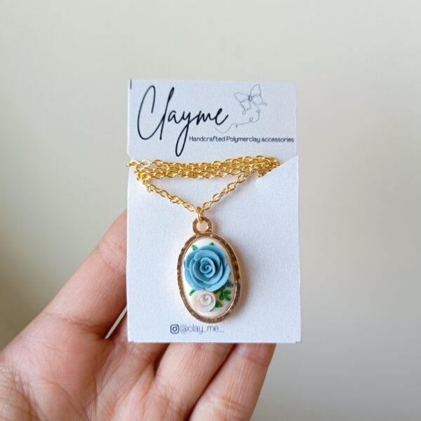 polymer clay floral pendant