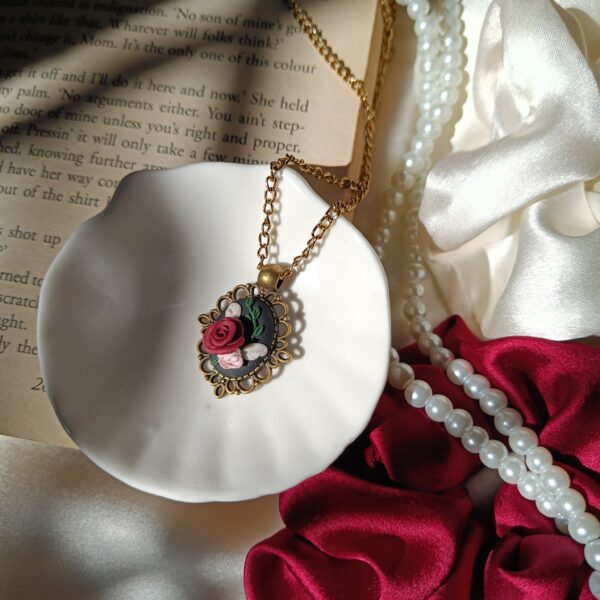 Mini Vintage Rose Medallion Pendant - Image 2