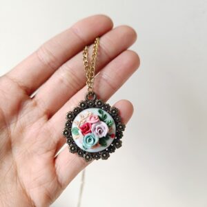 Antique Rose Bouquet Pendant