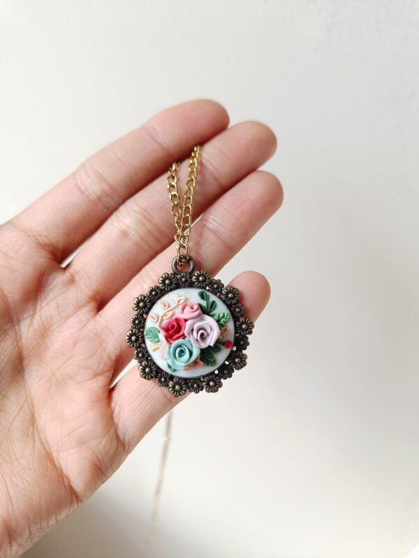 Antique Rose Bouquet Pendant