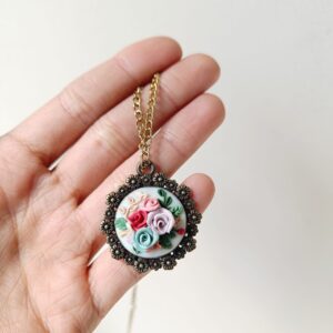 Antique Rose Bouquet Pendant