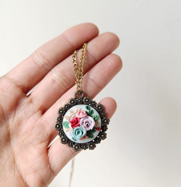 Antique Rose Bouquet Pendant