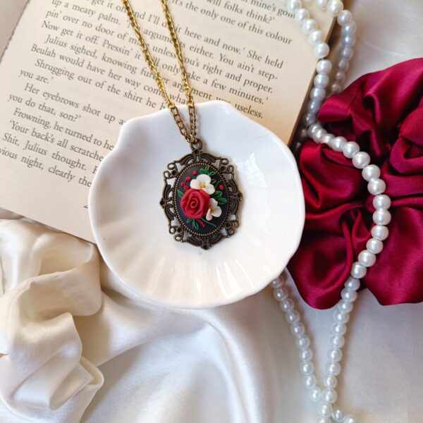 Vintage Rose Medallion Pendant - Image 8
