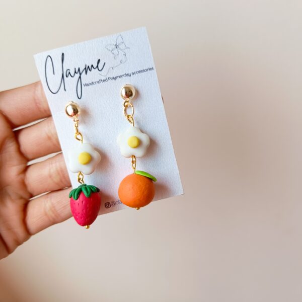 summer orange strawberry earrings