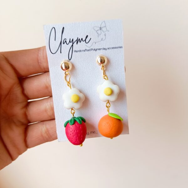 summer orange strawberry earrings