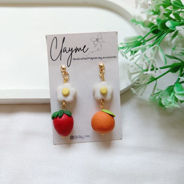 summer orange strawberry earrings