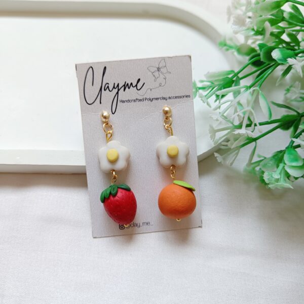 summer orange strawberry earrings