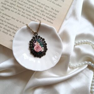 Antique Pink Rose Pendant