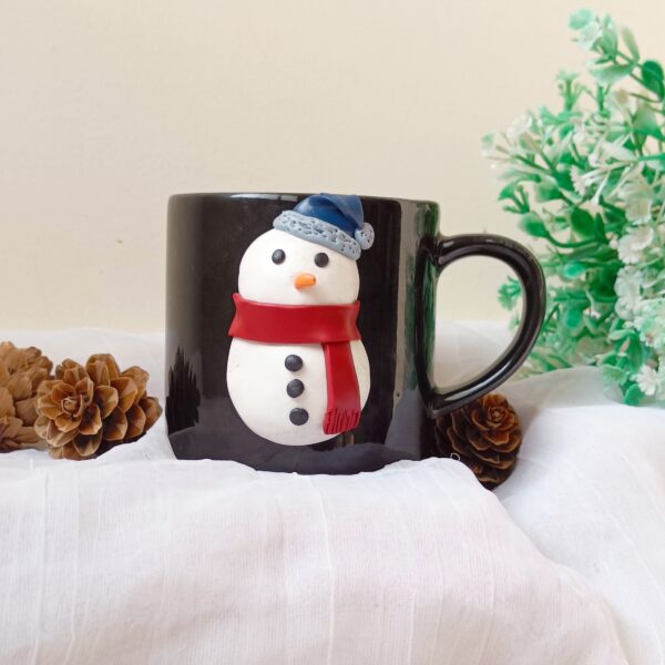 Christmas Mug-Snow man polymer clay