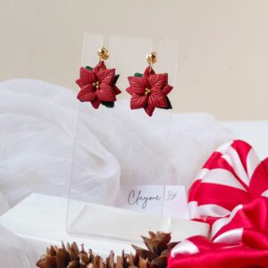 Poinsettia Earrings Christmas polymerclay