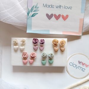 Heart and Rose Combo Studs