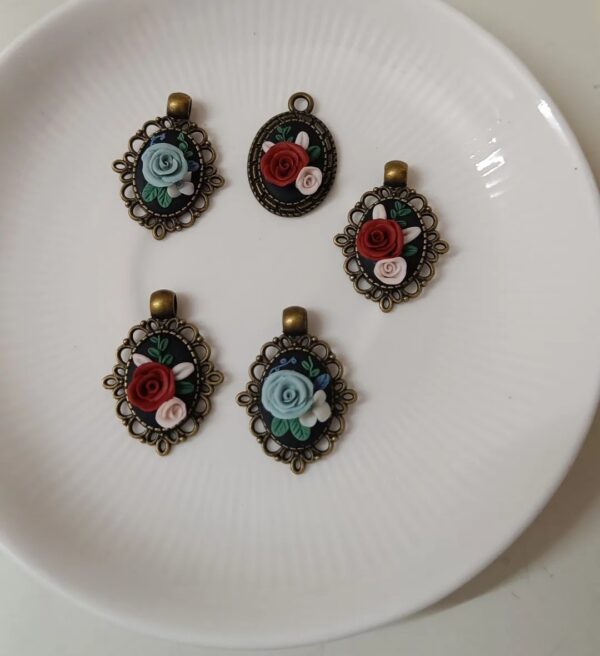 Mini Vintage Rose Medallion Pendant - Image 4
