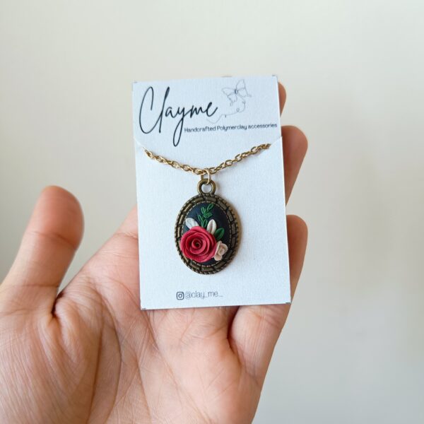 Mini Vintage Rose Medallion Pendant - Image 3