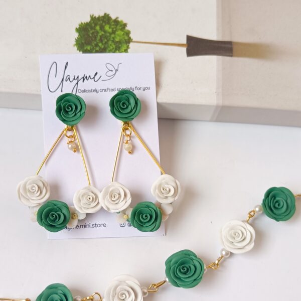 Flower Bouquet Pearl Hanging Earrings (Drop) - Image 10