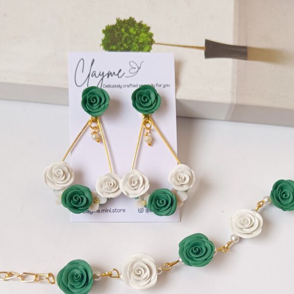Flower Bouquet Pearl Hanging Earrings (Drop) - Image 9