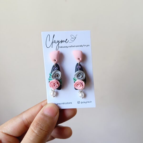 Floral Dream Pearl danglers - Image 2