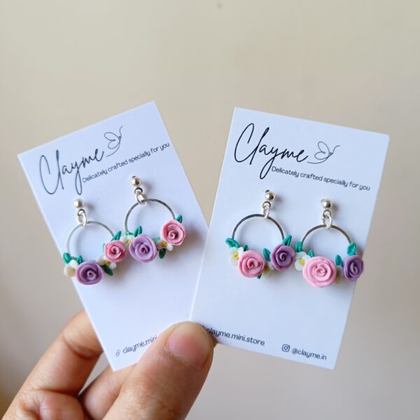 Floral Hoop Mini Earrings - Image 3