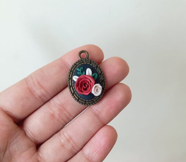 Mini Vintage Rose Medallion Pendant - Image 5