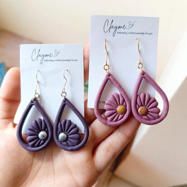 Floral Teardrop Earrings - Image 3