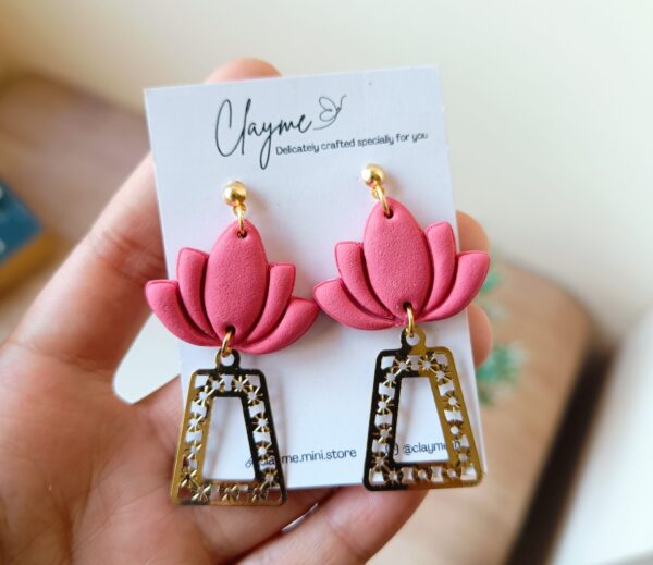 Lotus Gold Danglers - Image 5
