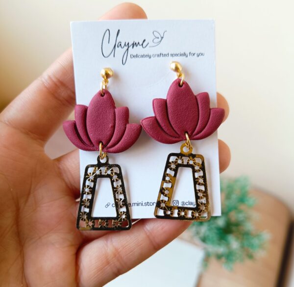 Lotus Gold Danglers - Image 3