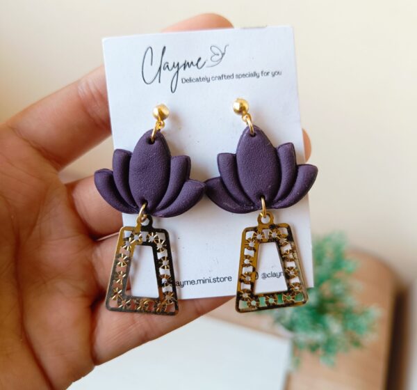 Lotus Gold Danglers - Image 4