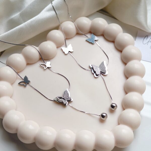 Silver Flutter Lustre Necklace - Image 7