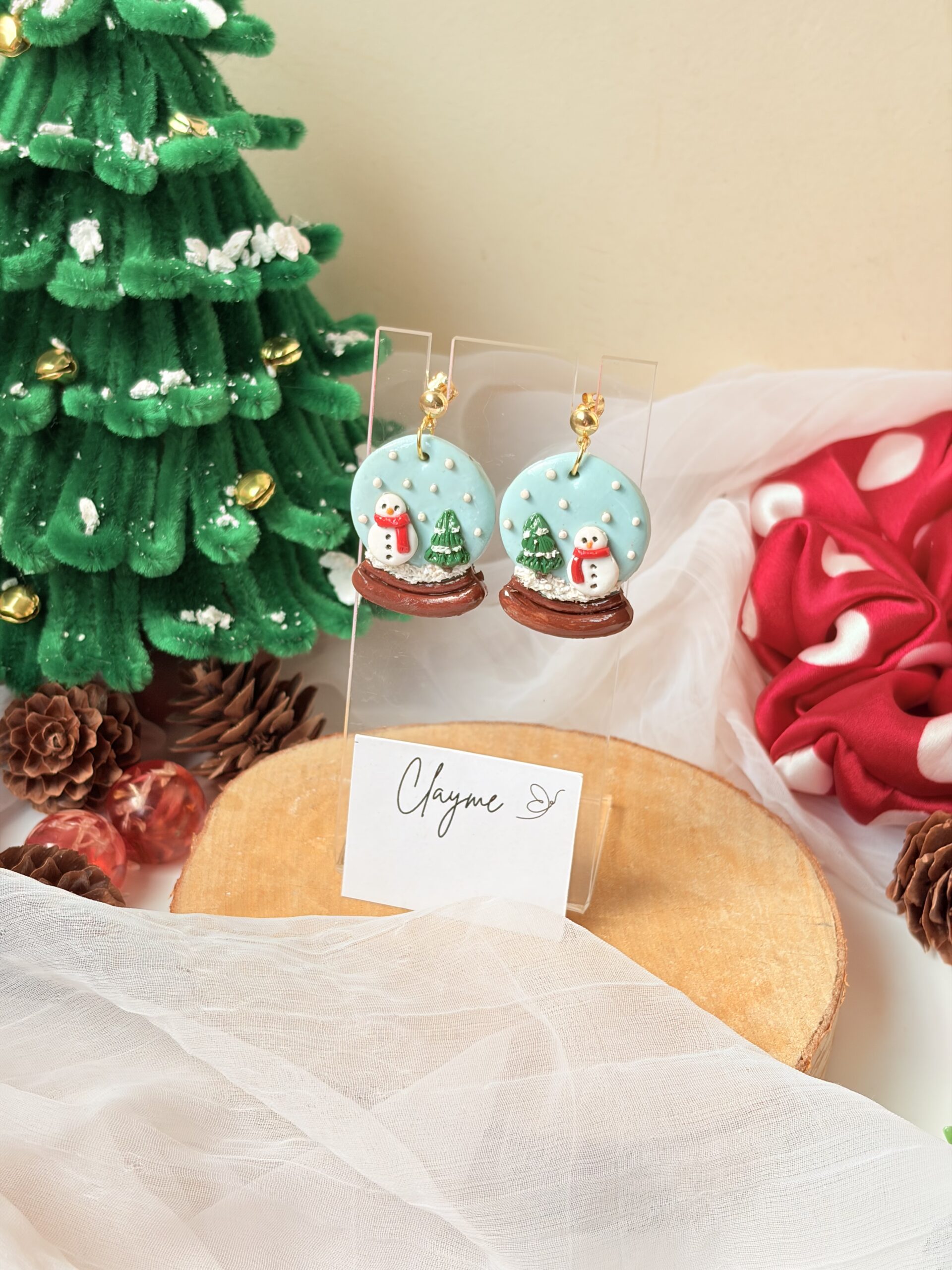 Snow Globe Christmas Earrings - Image 3