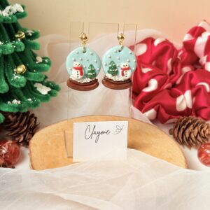 Snow Globe Christmas Earrings