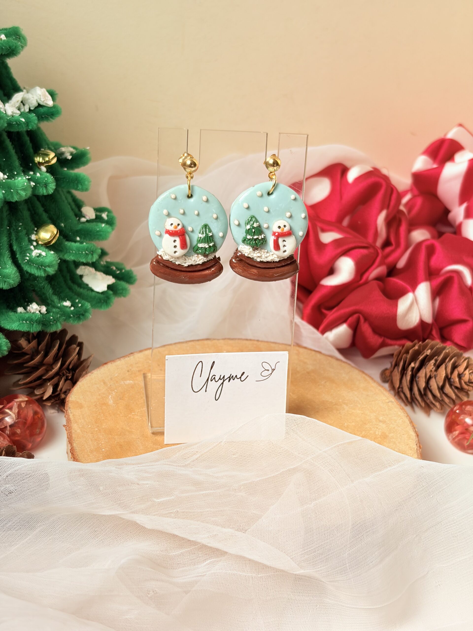 Snow Globe Christmas Earrings