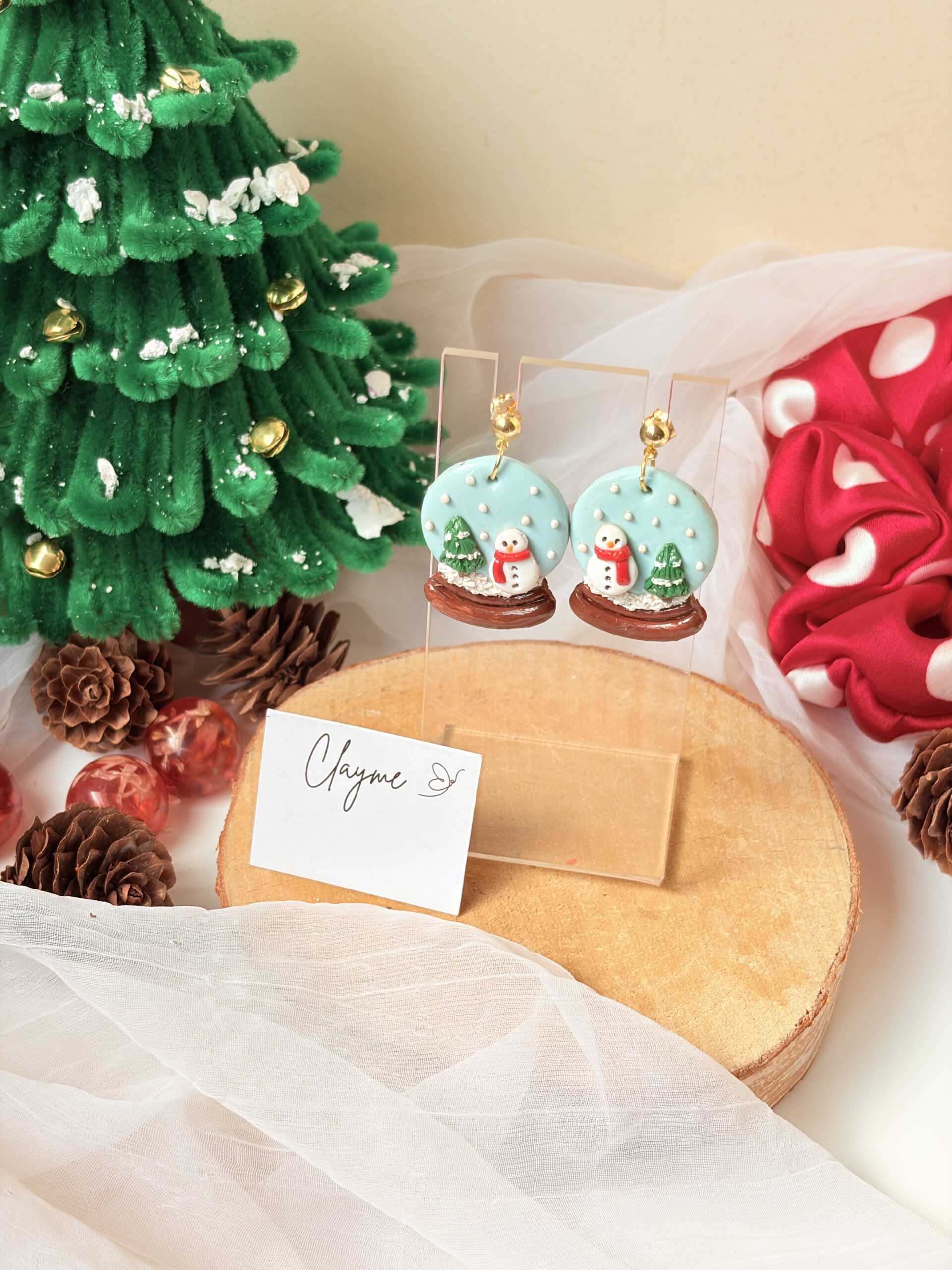 Snow Globe Christmas Earrings - Image 6