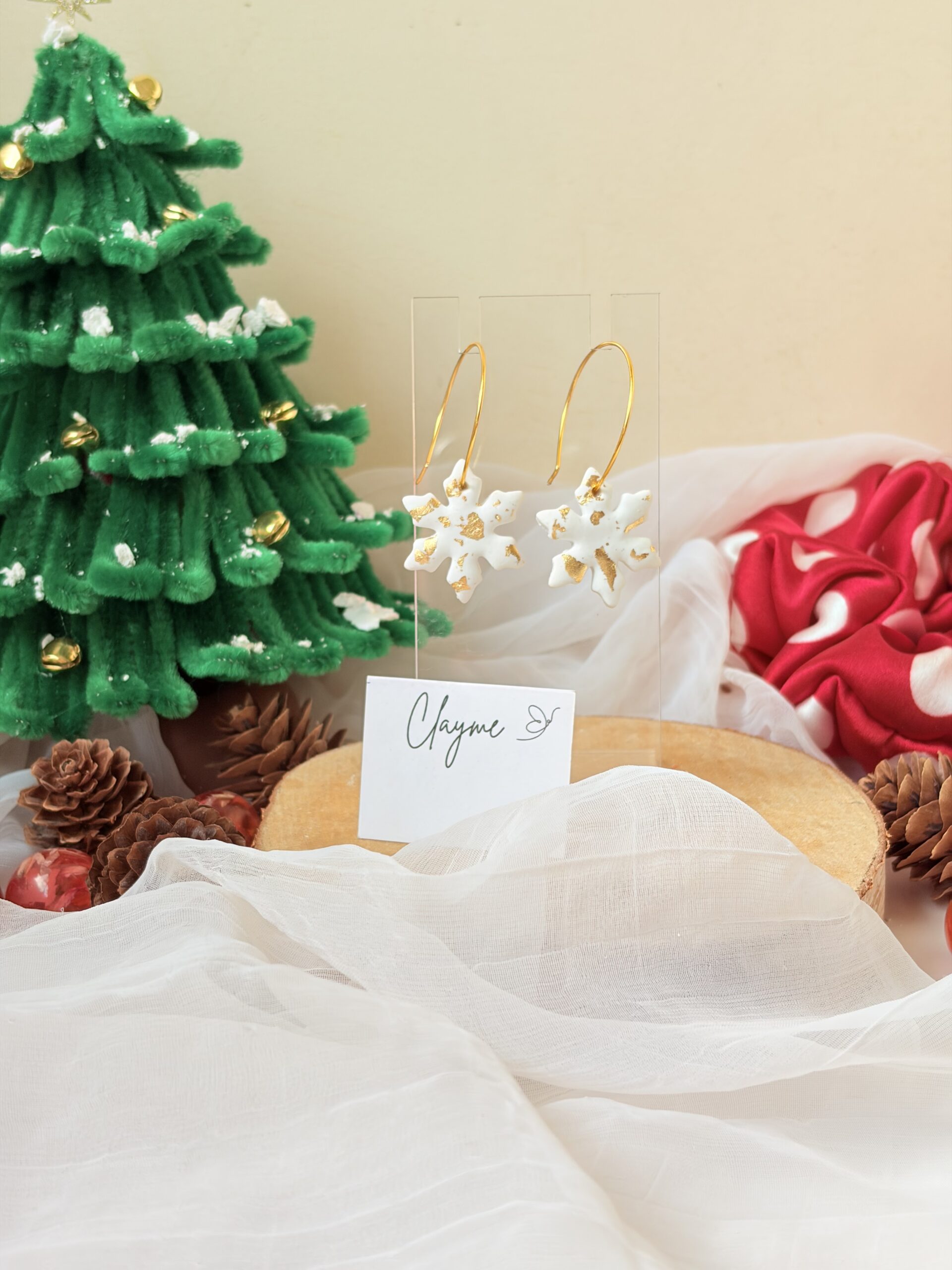 Golden Dust Snowflake Hoops - Image 5