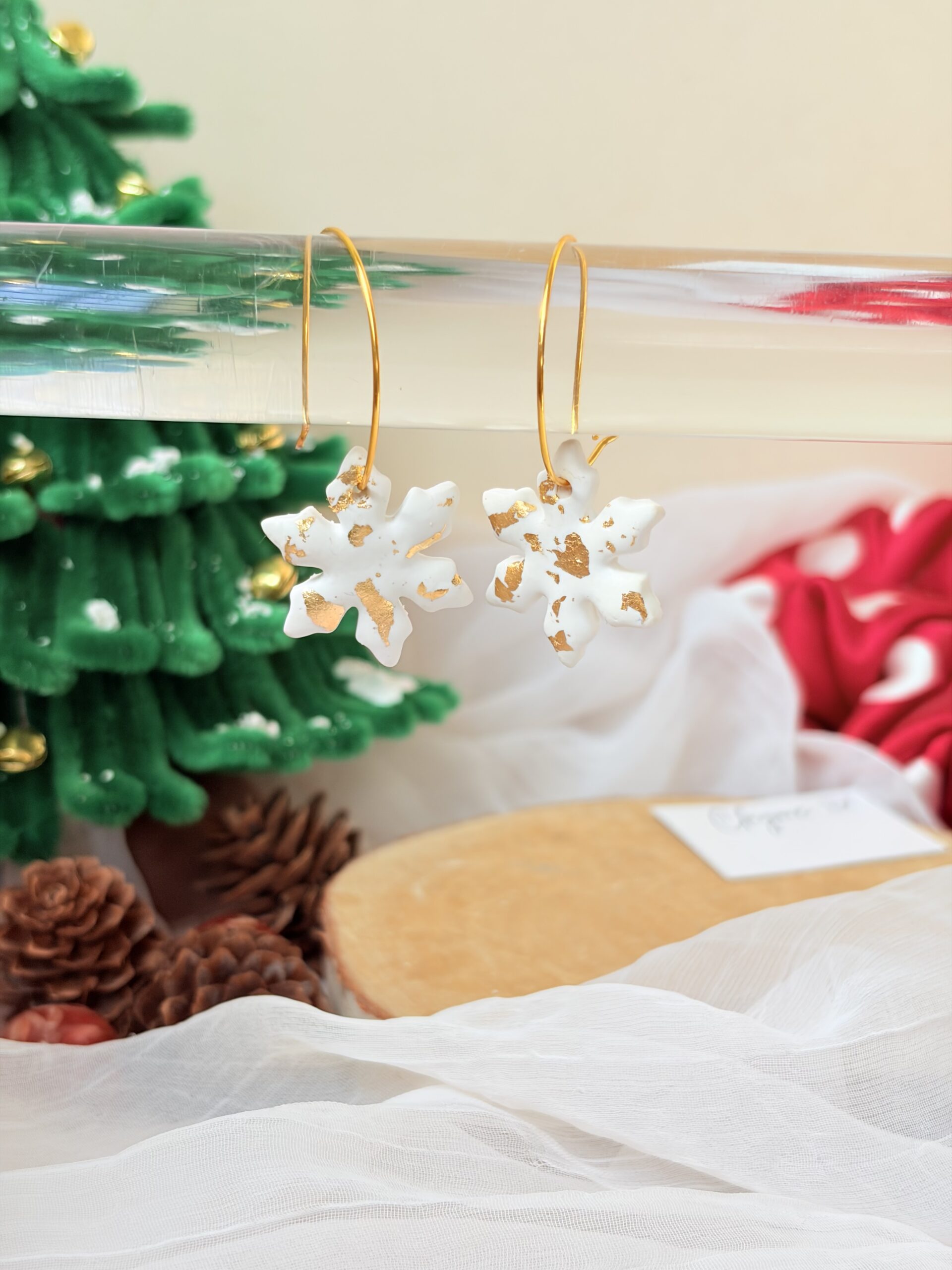 Golden Dust Snowflake Hoops - Image 2
