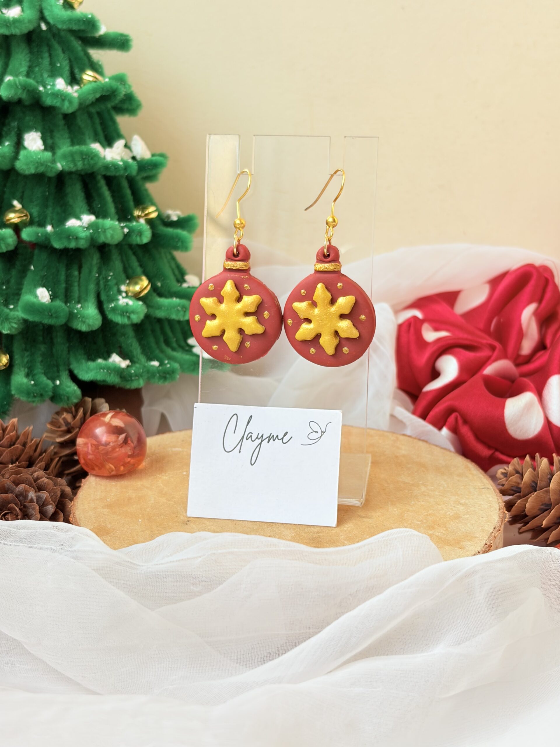 Bauble Snowflake Earrings