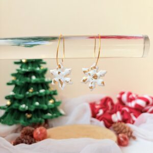 Golden Dust Snowflake Hoops