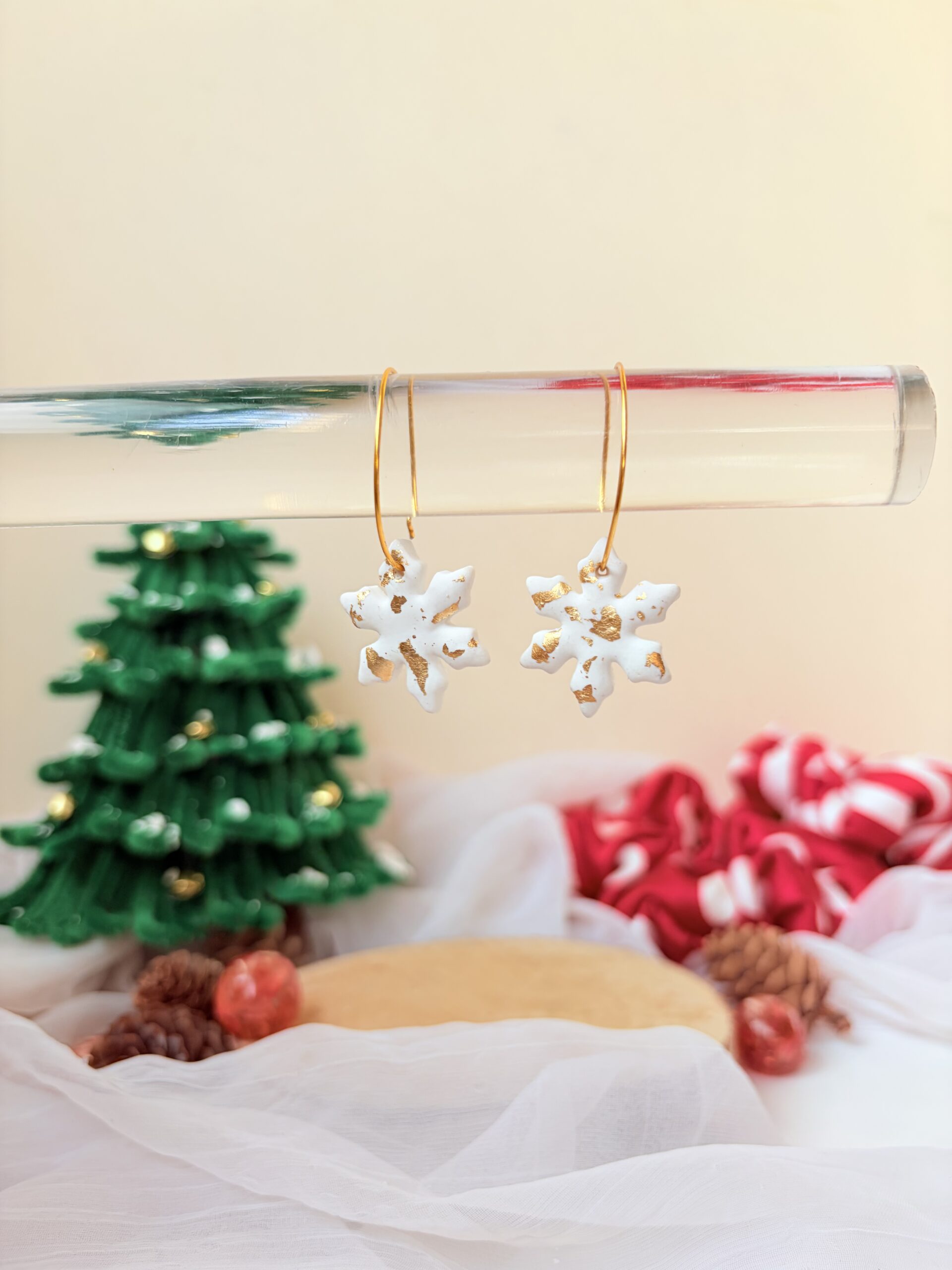 Golden Dust Snowflake Hoops - Image 9