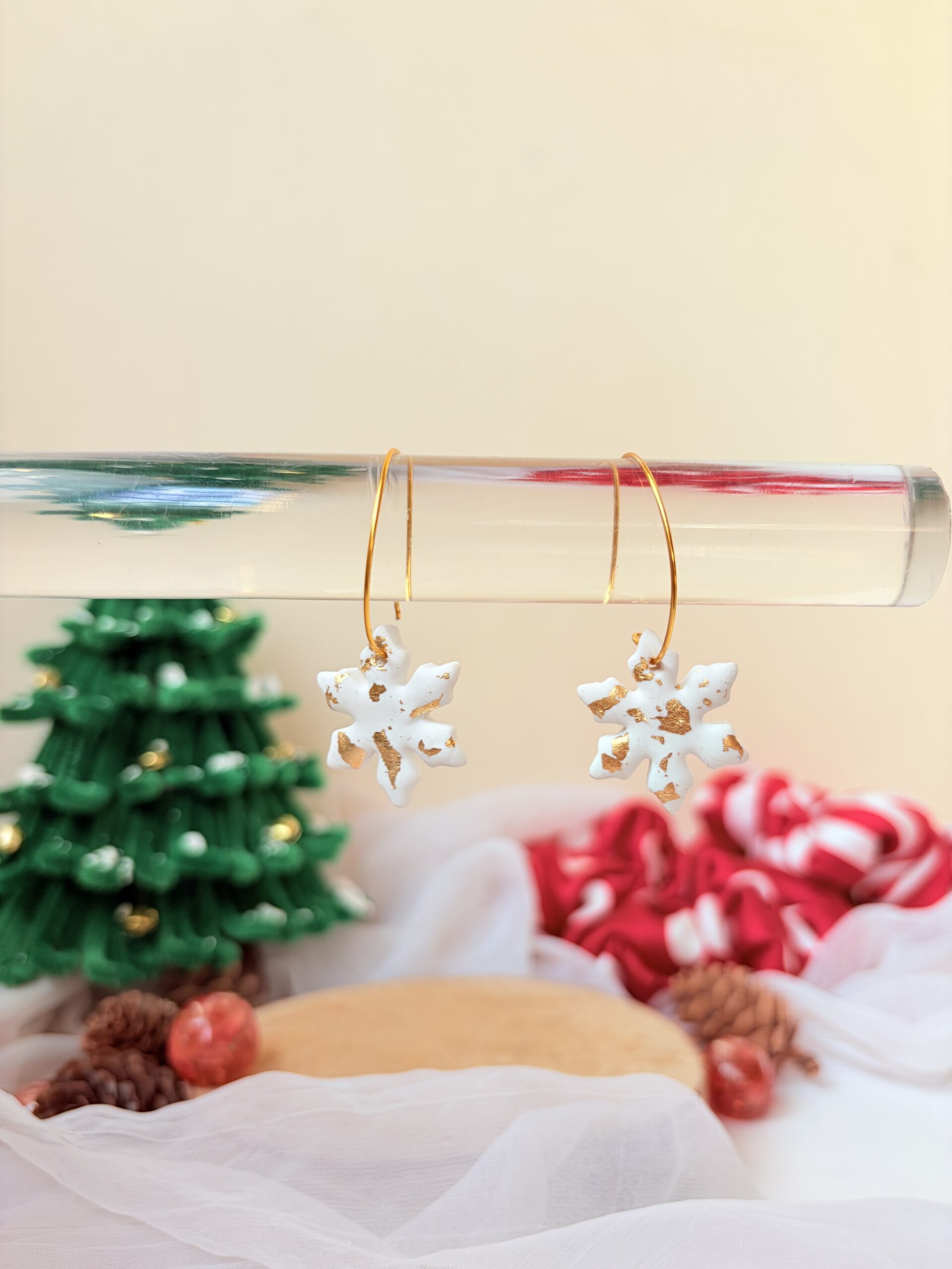 Golden Dust Snowflake Hoops - Image 8
