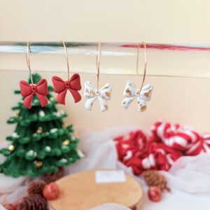 Christmas Bow Hoop Earrings