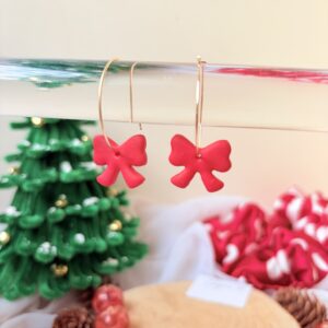 Red Festive Bow Hoops