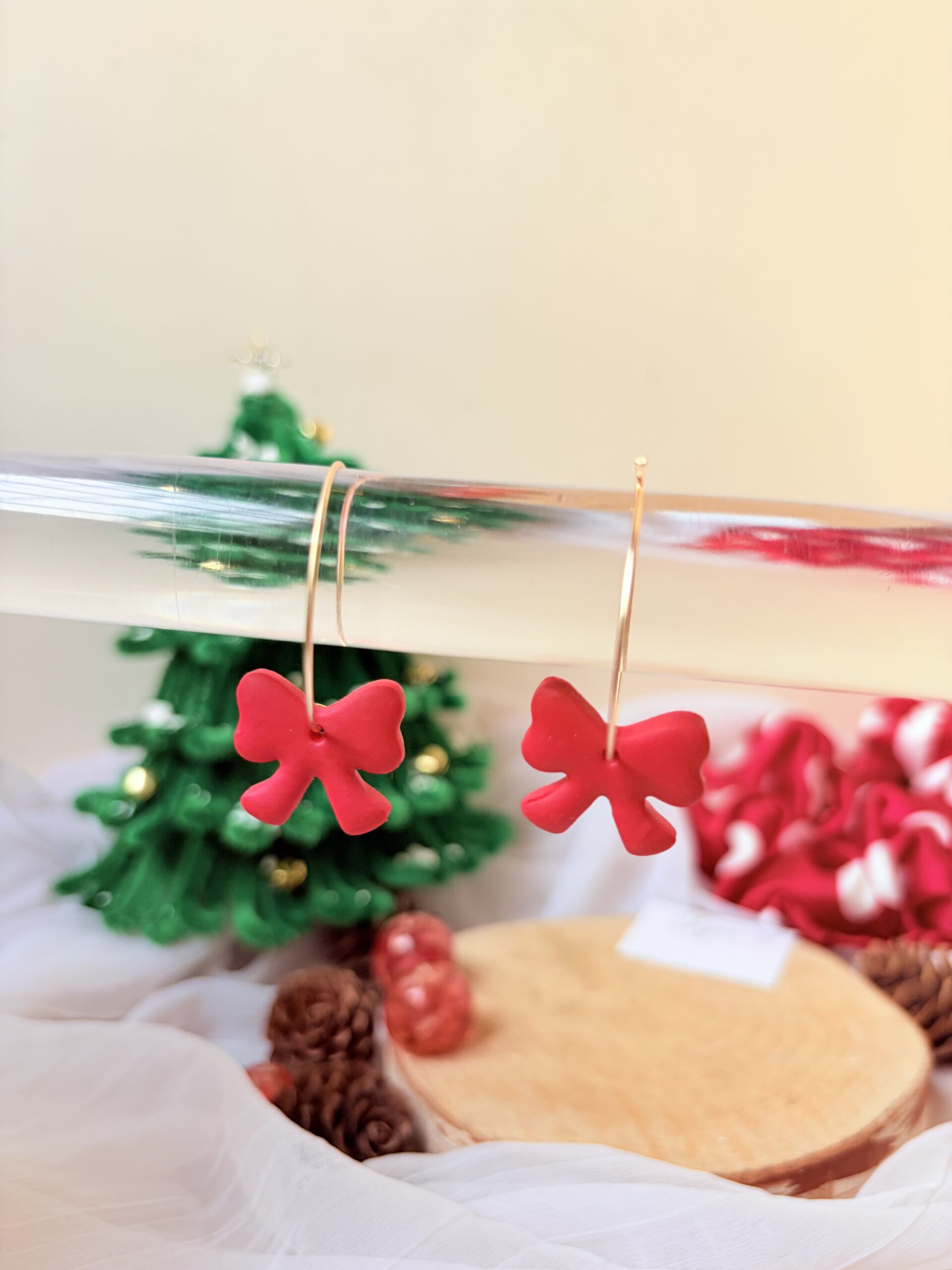 Red Festive Bow Hoops - Image 3